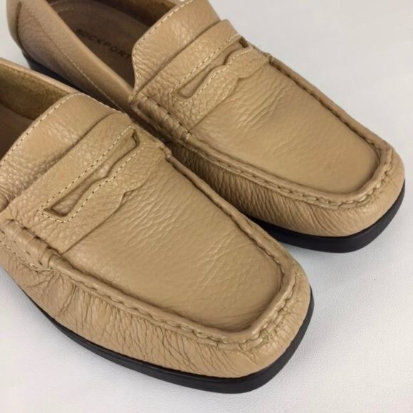 Rockport Tan Camel Pebbled Leather Penny Loafers 7.5 - Picture 8 of 15